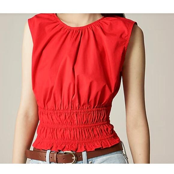 J. Crew Tops - J.Crew Cotton Poplin Hyacinth Top in Red Sz S #595